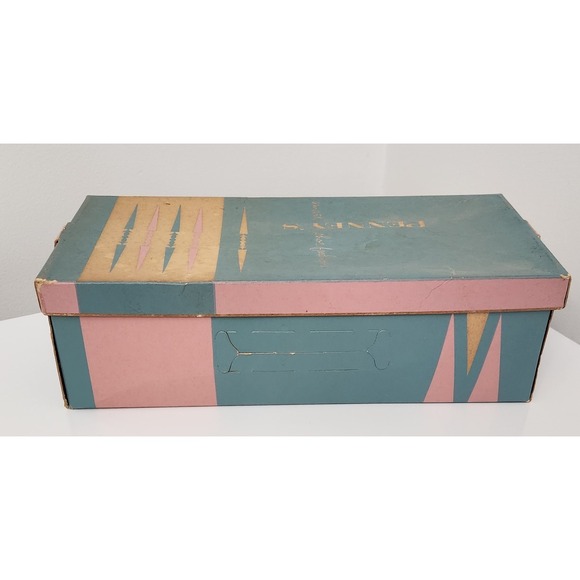Vintage Penney's Shoe Box JC Penney 1950s/60s Pastel Blue & Pink Movie Prop - Picture 4 of 11